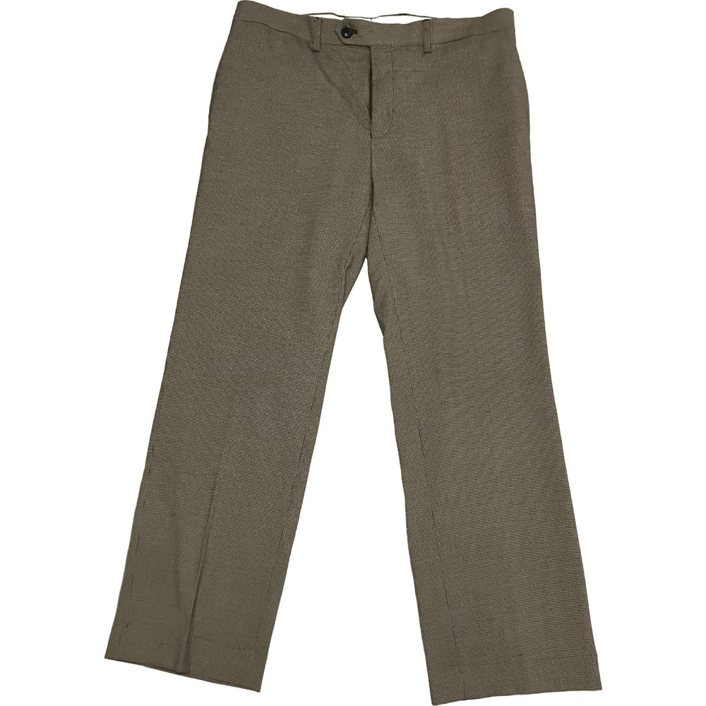 Ralph Lauren Men's Slim Fit Houndstooth Dress Pants 33x30 Stretch Gray Black
